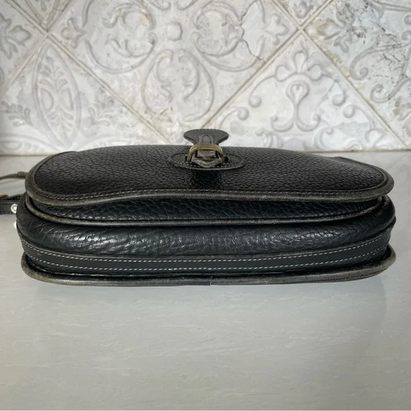 Dooney & Bourke- Vintage Black Leather Flap Crossbody Bag - Picture 4 of 11